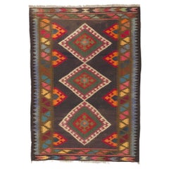 Used Persian Shiraz Kilim Rug, Bold Southwest Meets Tribal Style