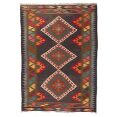 Tapis Kilim persan vintage Shiraz, le style audacieux du Sud-Ouest rencontre le style tribal