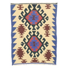 Vintage Persian Shiraz Kilim Rug, Luxury Lodge Meets Modern Southwest Style