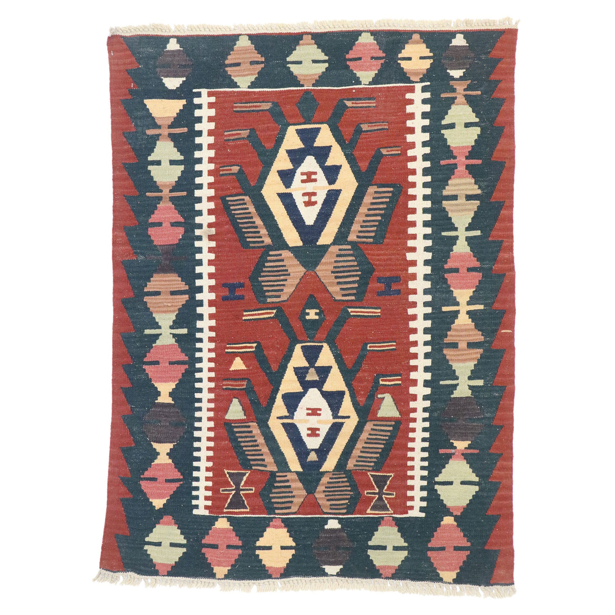 Vintage Persian Shiraz Kilim Rug, Luxus Lodge trifft Nomadencharme
