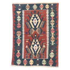 Vintage Persian Shiraz Kilim Rug, Luxury Lodge Meets Nomadic Charm