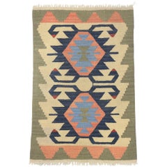 Persischer Shiraz-Kelim-Teppich im Vintage-Stil, Modern Desert Meets Boho Chic