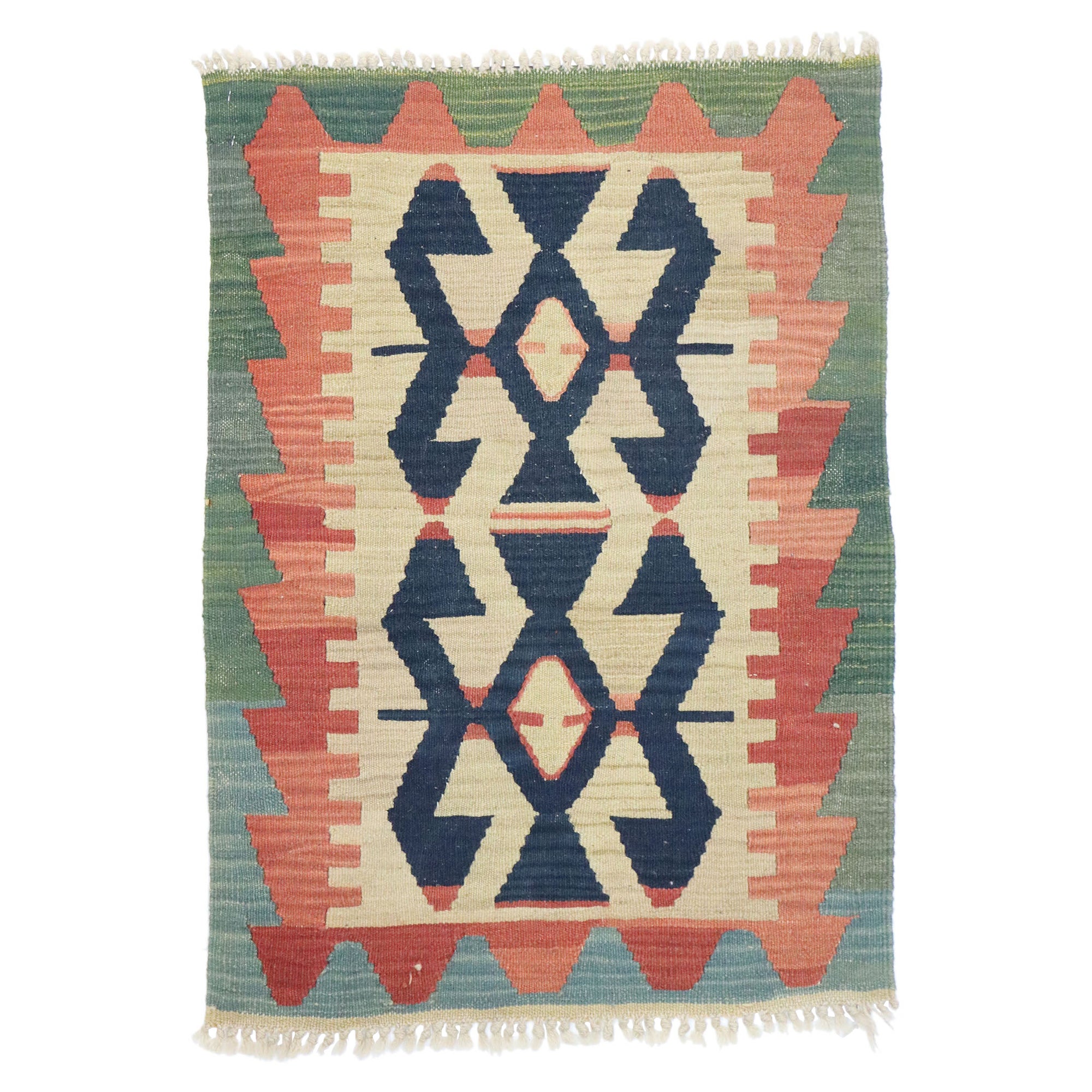 Persischer Shiraz-Kelim-Teppich im Vintage-Stil, Modern Desert Meets Boho Chic
