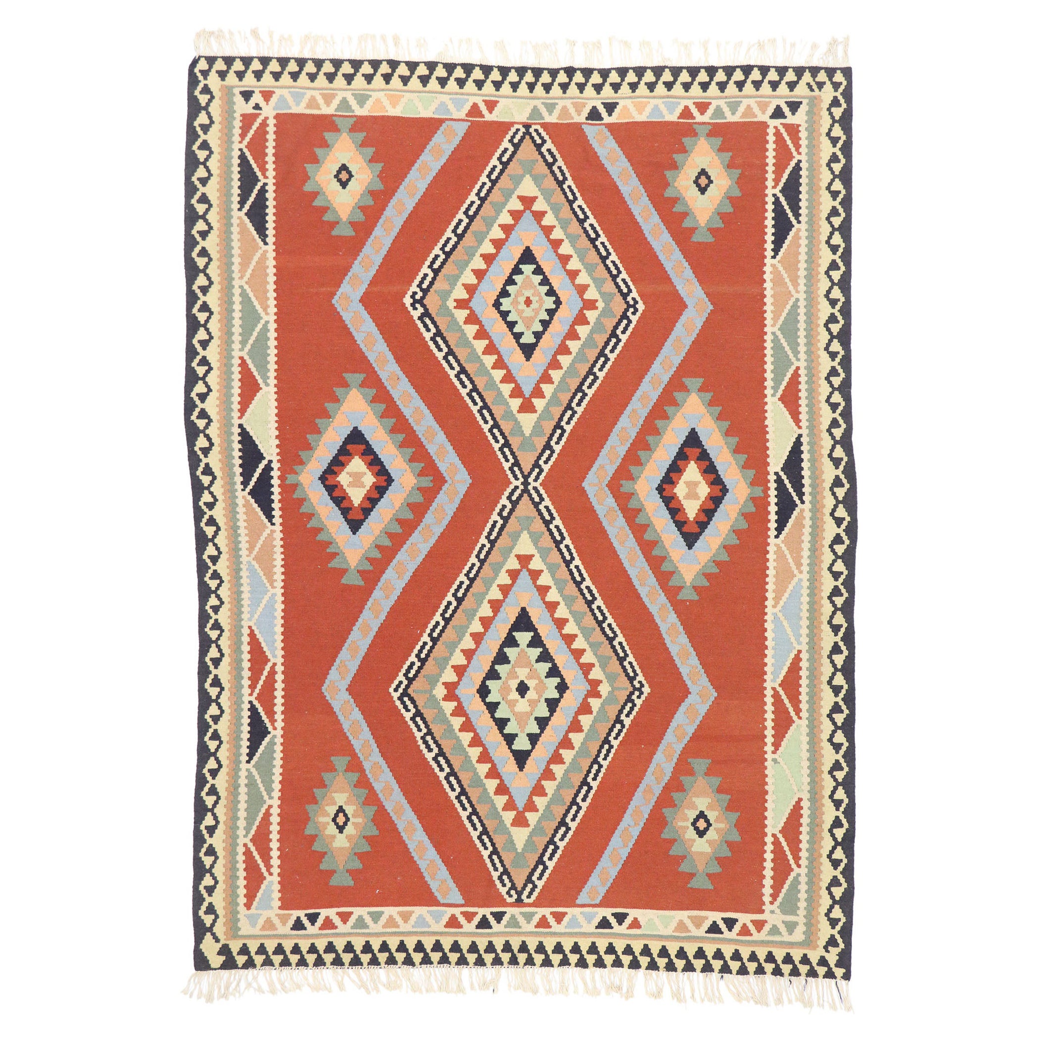 Persischer Shiraz-Kilim-Teppich, Pazifischer Nordwesten trifft auf Luxus-Lodge im Angebot