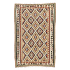 Vintage Persian Shiraz Kilim Rug, Pacific Northwest Meets Luxury Lodge