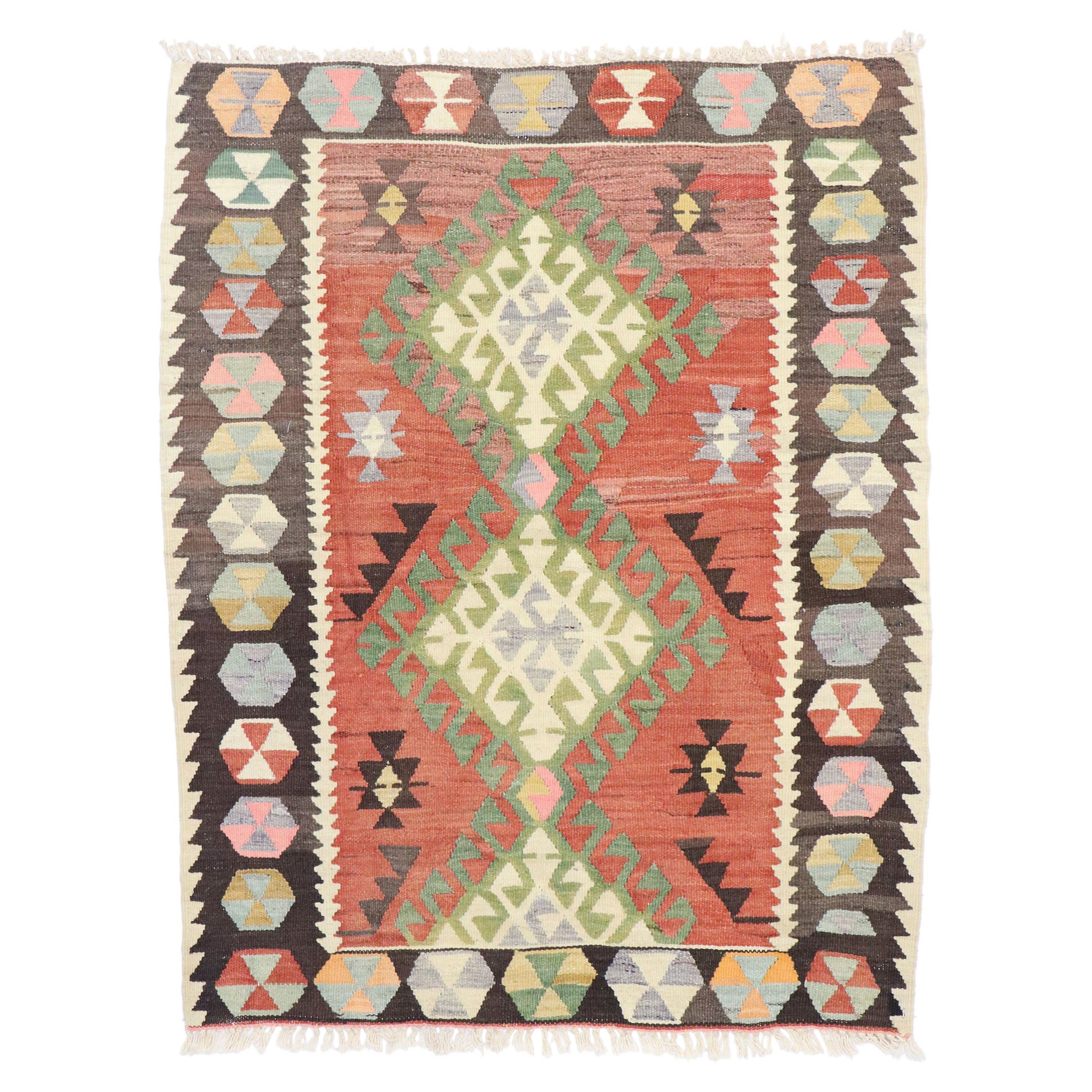 Persischer Shiraz-Kilim-Teppich, Pazifischer Nordwesten trifft auf Luxus-Lodge