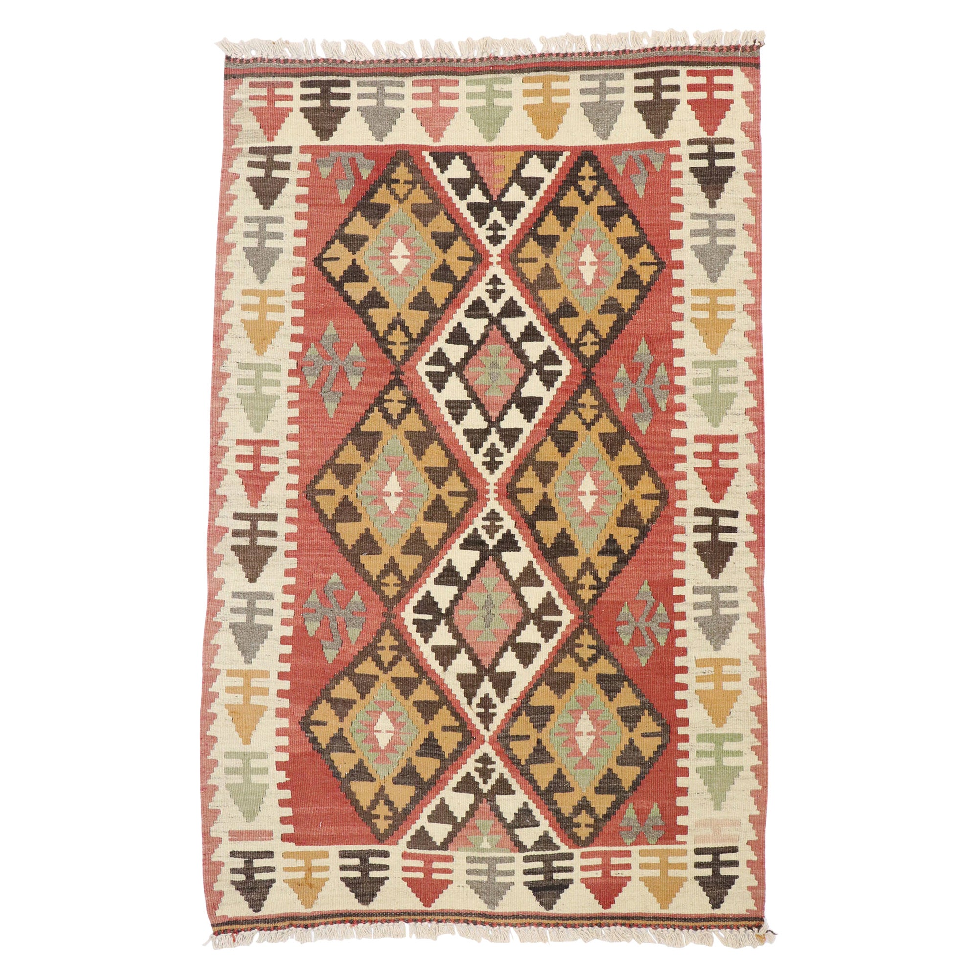 Persischer Shiraz-Kilim-Teppich, Pazifischer Nordwesten trifft auf Luxus-Lodge