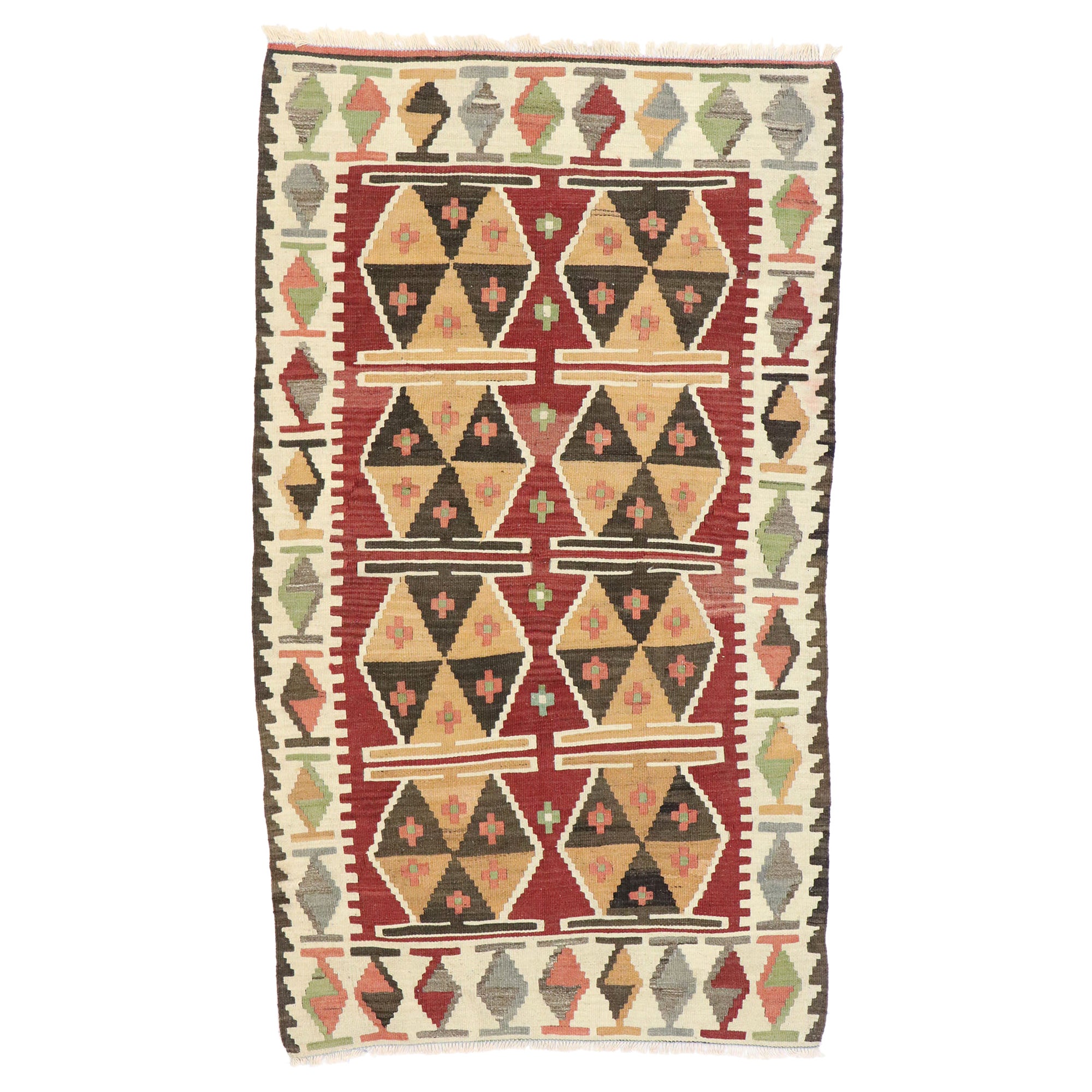 Persischer Shiraz-Kilim-Teppich, Pazifischer Nordwesten trifft auf Luxus-Lodge