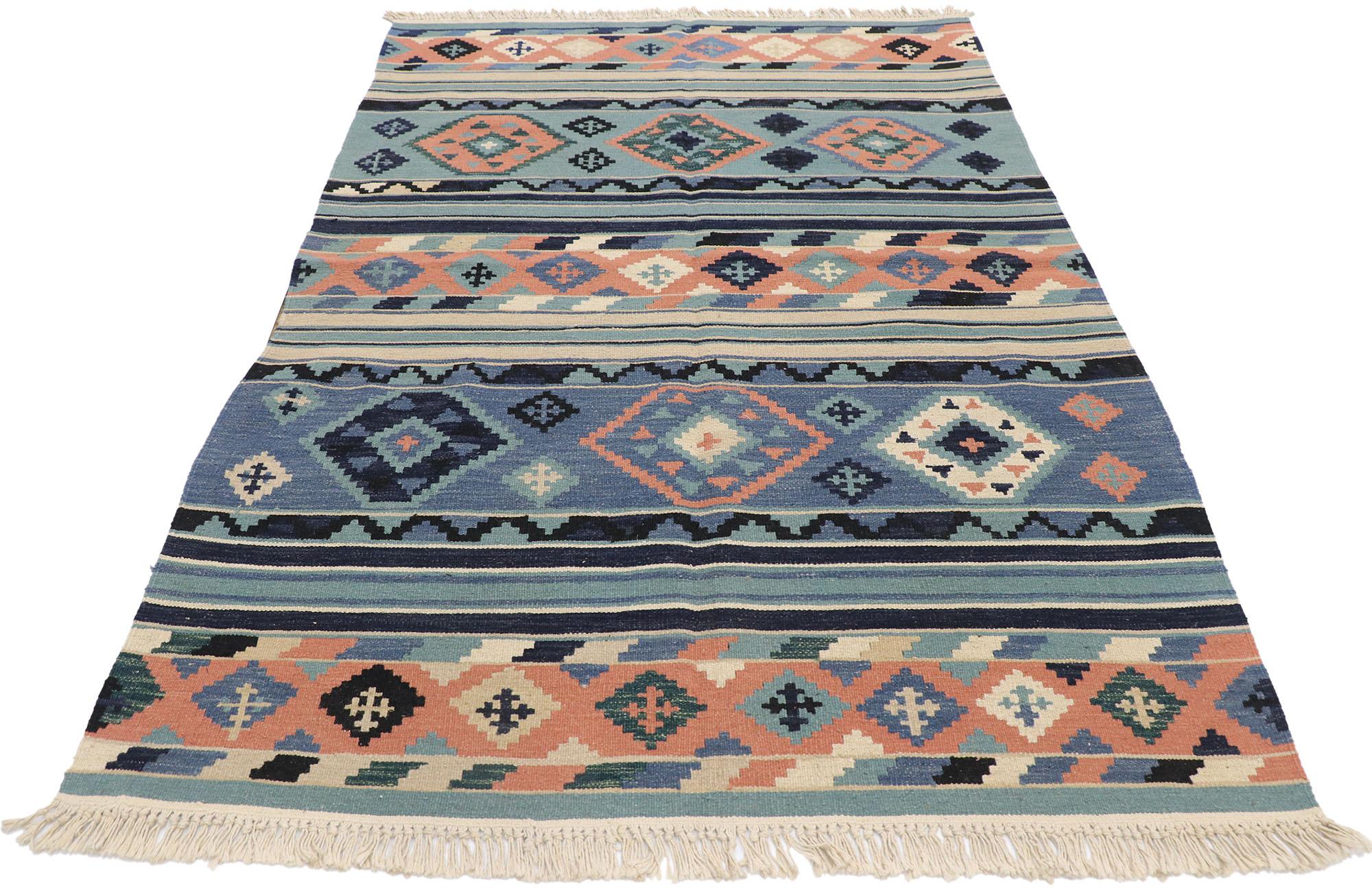 Hand-Woven Vintage Persian Shiraz Kilim Rug with Bohemian Tribal Style For Sale