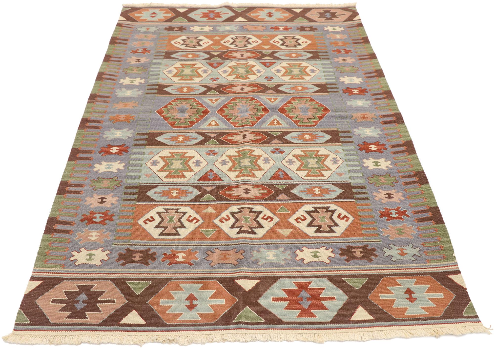 Hand-Woven Vintage Persian Shiraz Kilim Rug with Bohemian Tribal Style For Sale