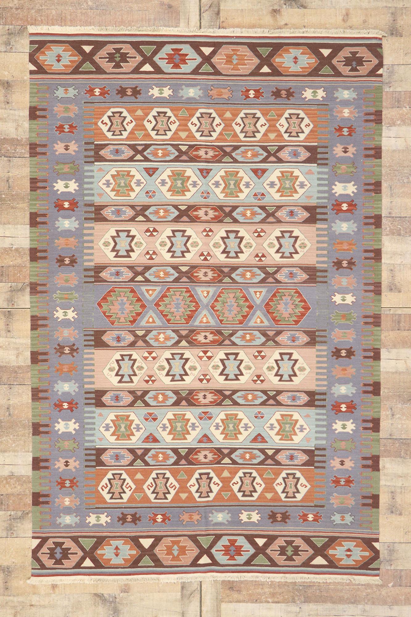 Persischer Shiraz-Kelim-Teppich im böhmischen Stammesstil, Vintage im Angebot 2
