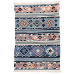 Vintage Persian Shiraz Kilim Rug with Bohemian Tribal Style