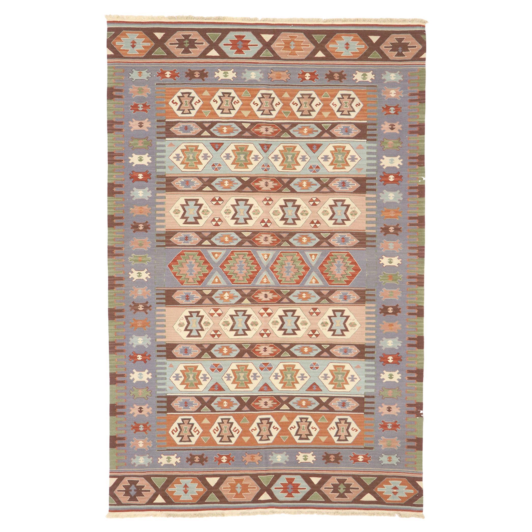Persischer Shiraz-Kelim-Teppich im böhmischen Stammesstil, Vintage im Angebot