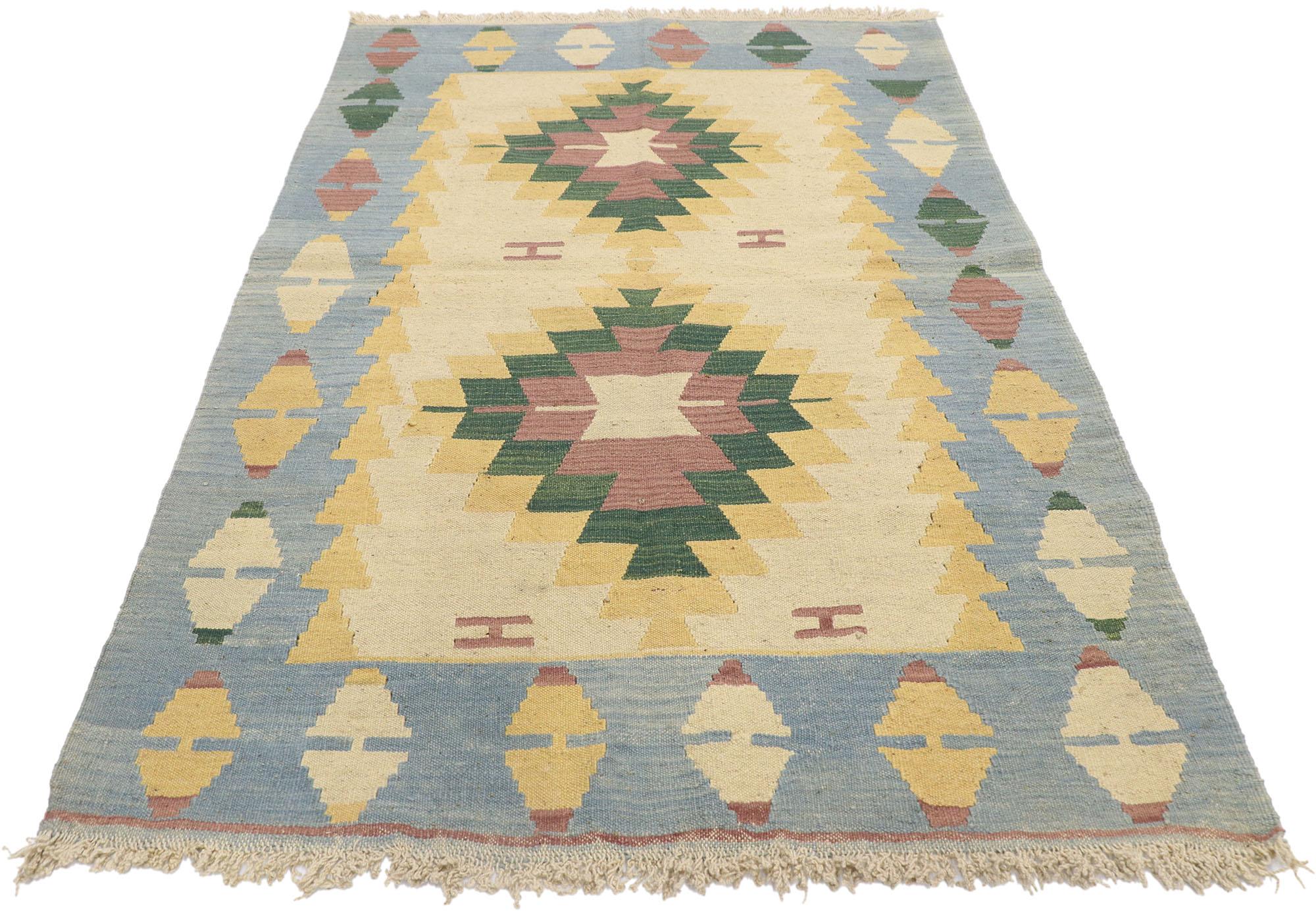 Persischer Shiraz-Kelim-Teppich im Vintage-Stil, Südwesten Boho Meets Palm Springs (Handgewebt) im Angebot