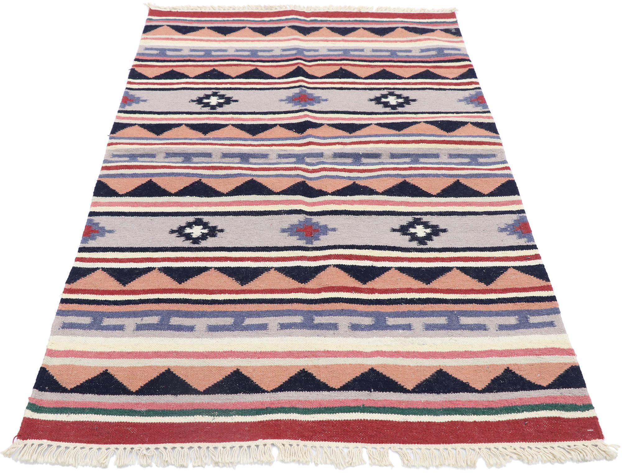 Hand-Woven Vintage Persian Shiraz Kilim Rug with Boho Chic Tribal Style For Sale