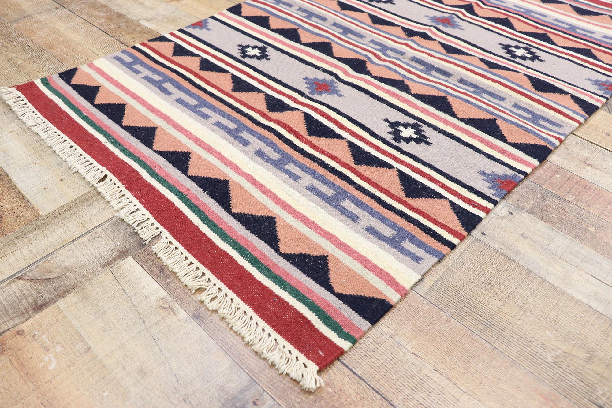 Wool Vintage Persian Shiraz Kilim Rug with Boho Chic Tribal Style For Sale