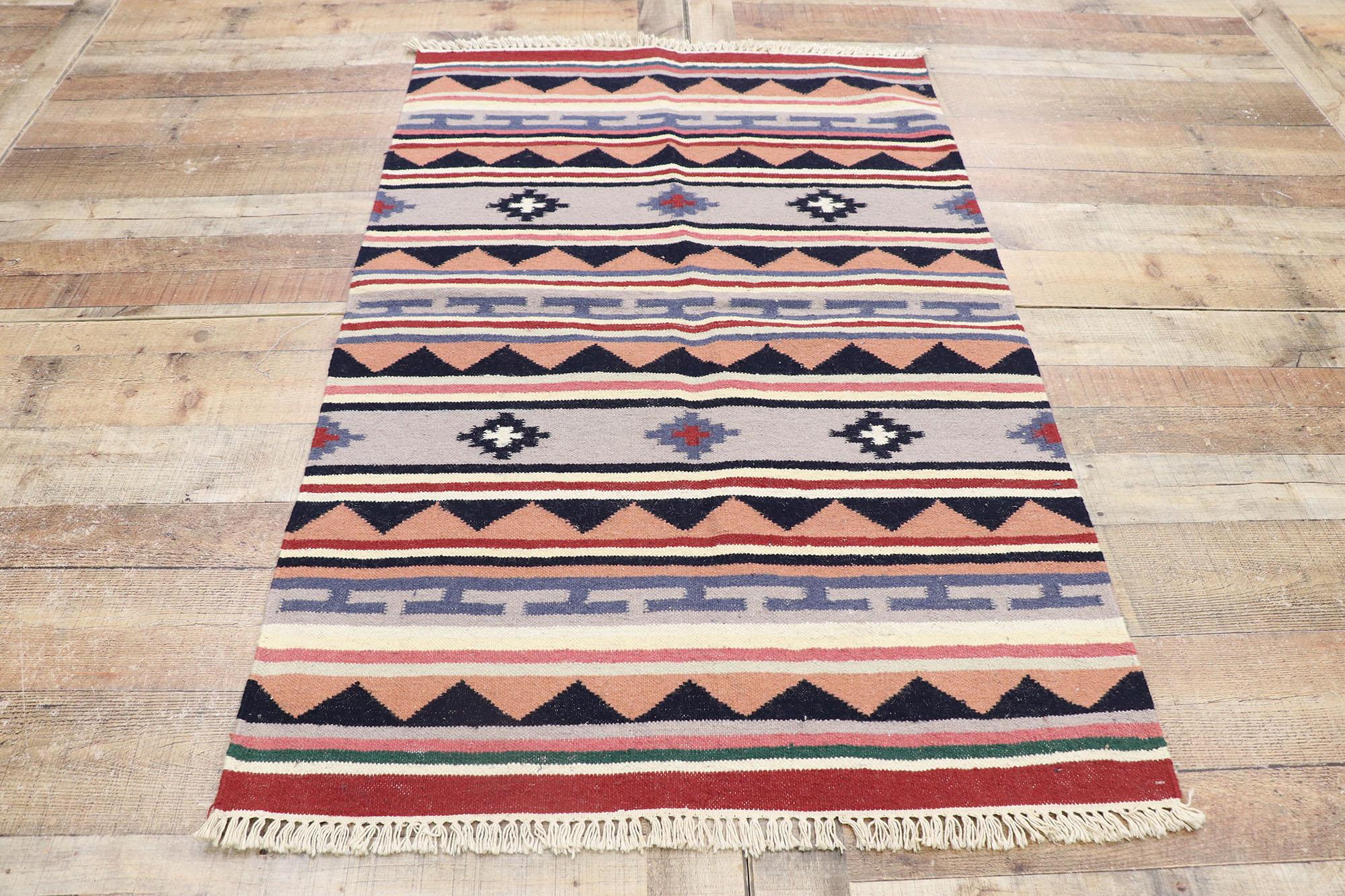 Vintage Persian Shiraz Kilim Rug with Boho Chic Tribal Style For Sale 1