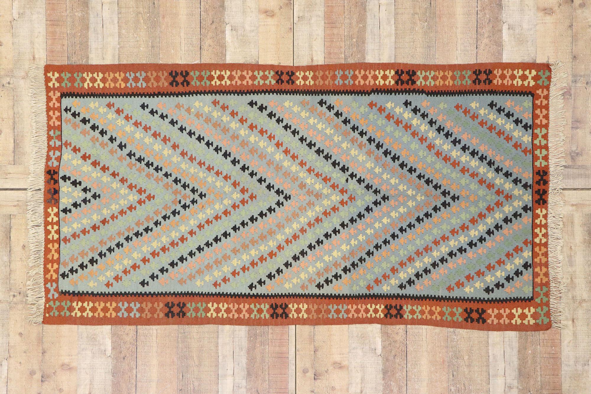Vintage Persian Shiraz Kilim Rug, Luxury Lodge Meets Southwest Boho Style For Sale 2