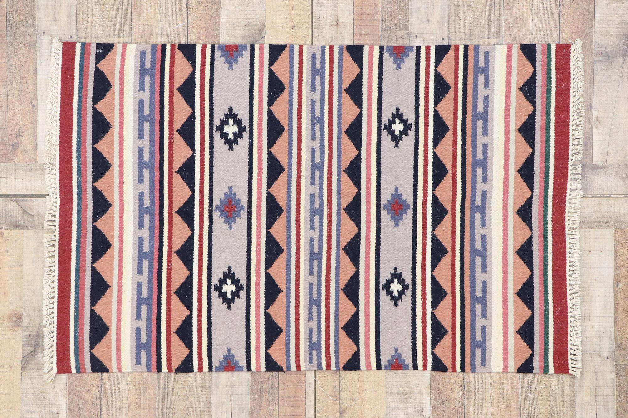 Vintage Persian Shiraz Kilim Rug with Boho Chic Tribal Style For Sale 2