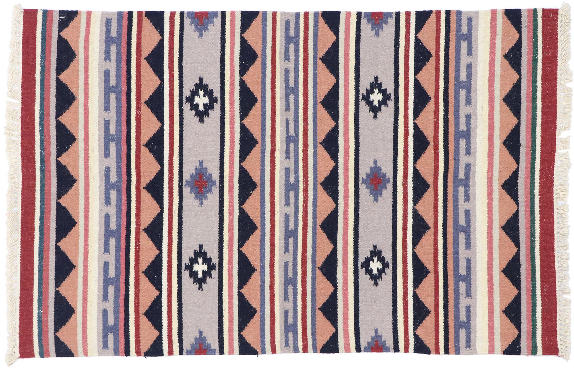 Vintage Persian Shiraz Kilim Rug with Boho Chic Tribal Style For Sale 3
