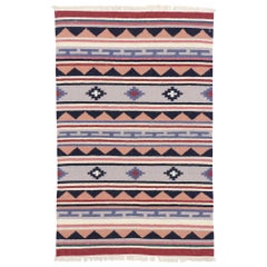 Vintage Persian Shiraz Kilim Rug & Kilim con stile tribale Boho Chic