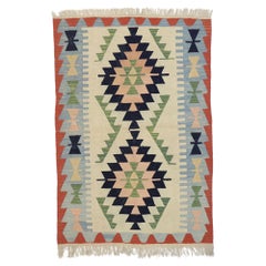 Vintage Persian Shiraz Kilim Rug with Boho Chic Tribal Style