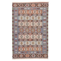 Persischer Shiraz-Kelim-Teppich im Boho-Chic-Stil im Stammesstil