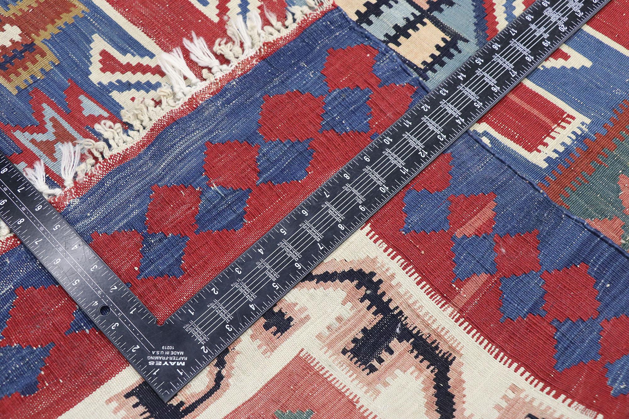 20th Century Vintage Persian Shiraz Kilim Rug with Modern Navajo Style For Sale
