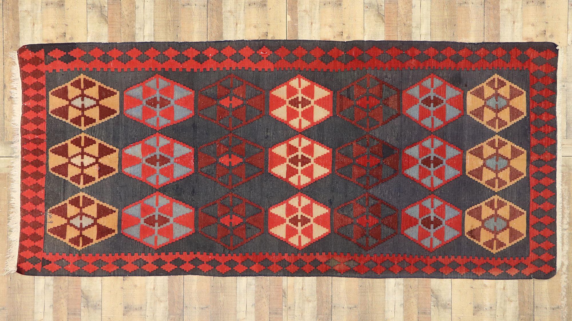 Vintage Persian Shiraz Kilim Rug with Modern Northwestern Tribal Style For Sale 1