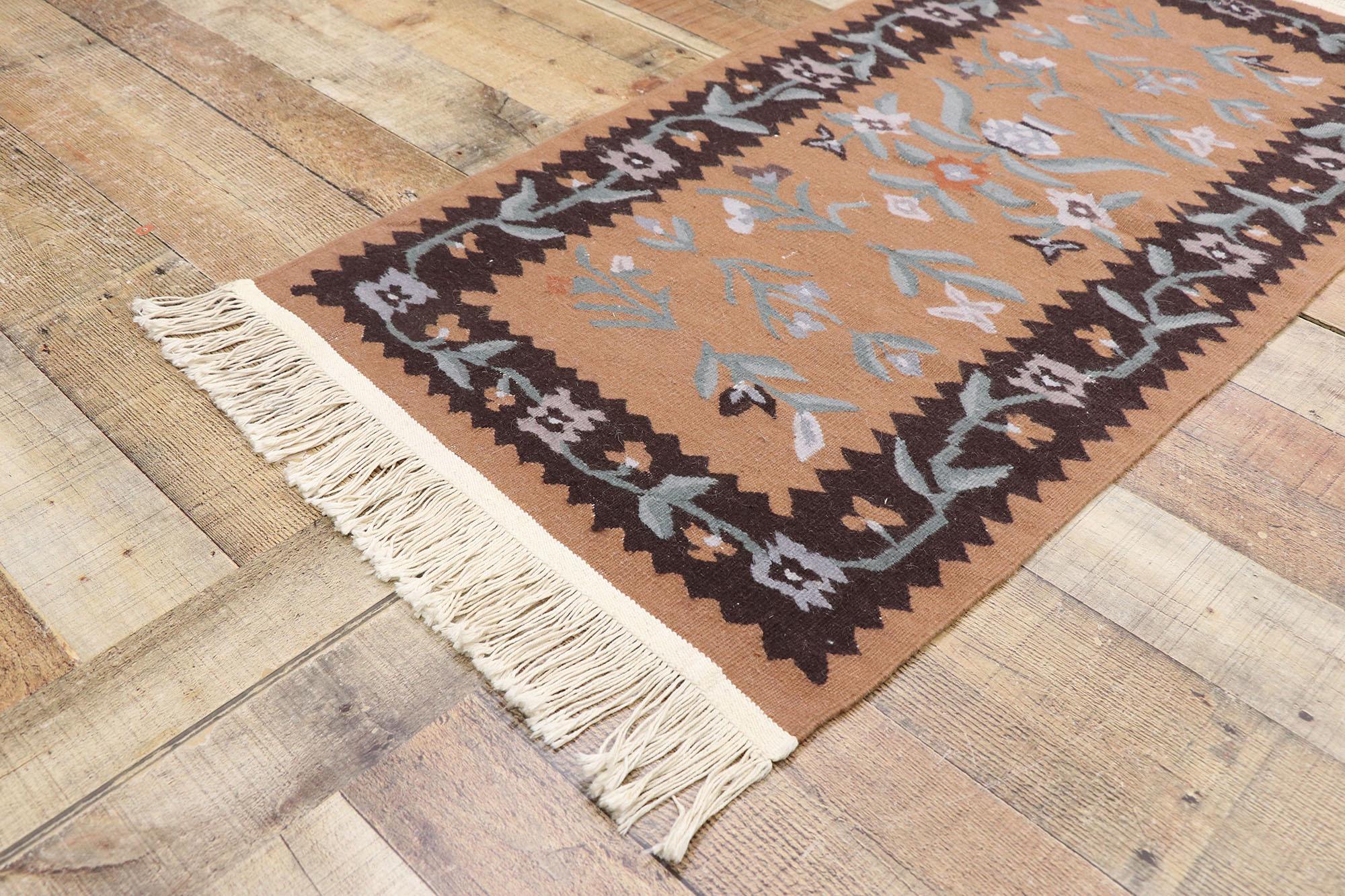 Wool Vintage Persian Shiraz Kilim Rug with Rustic Farmhouse Style For Sale
