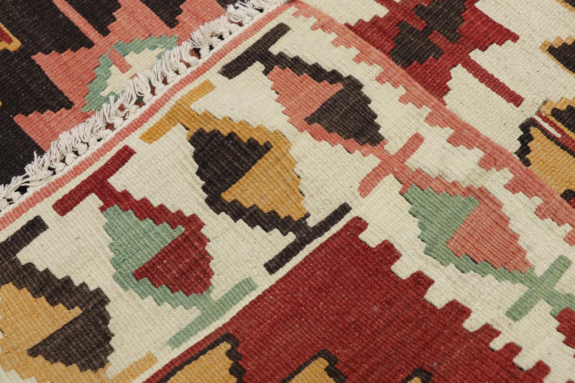 20th Century Vintage Persian Shiraz Kilim Rug, Pacific Northwest Meets Luxury Lodge For Sale