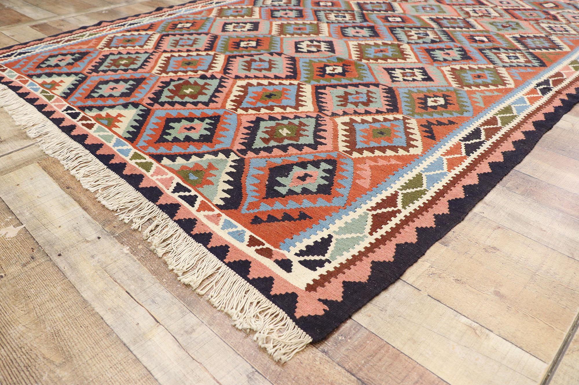 20th Century Vintage Persian Shiraz Kilim Rug with Southwestern Tribal Style For Sale