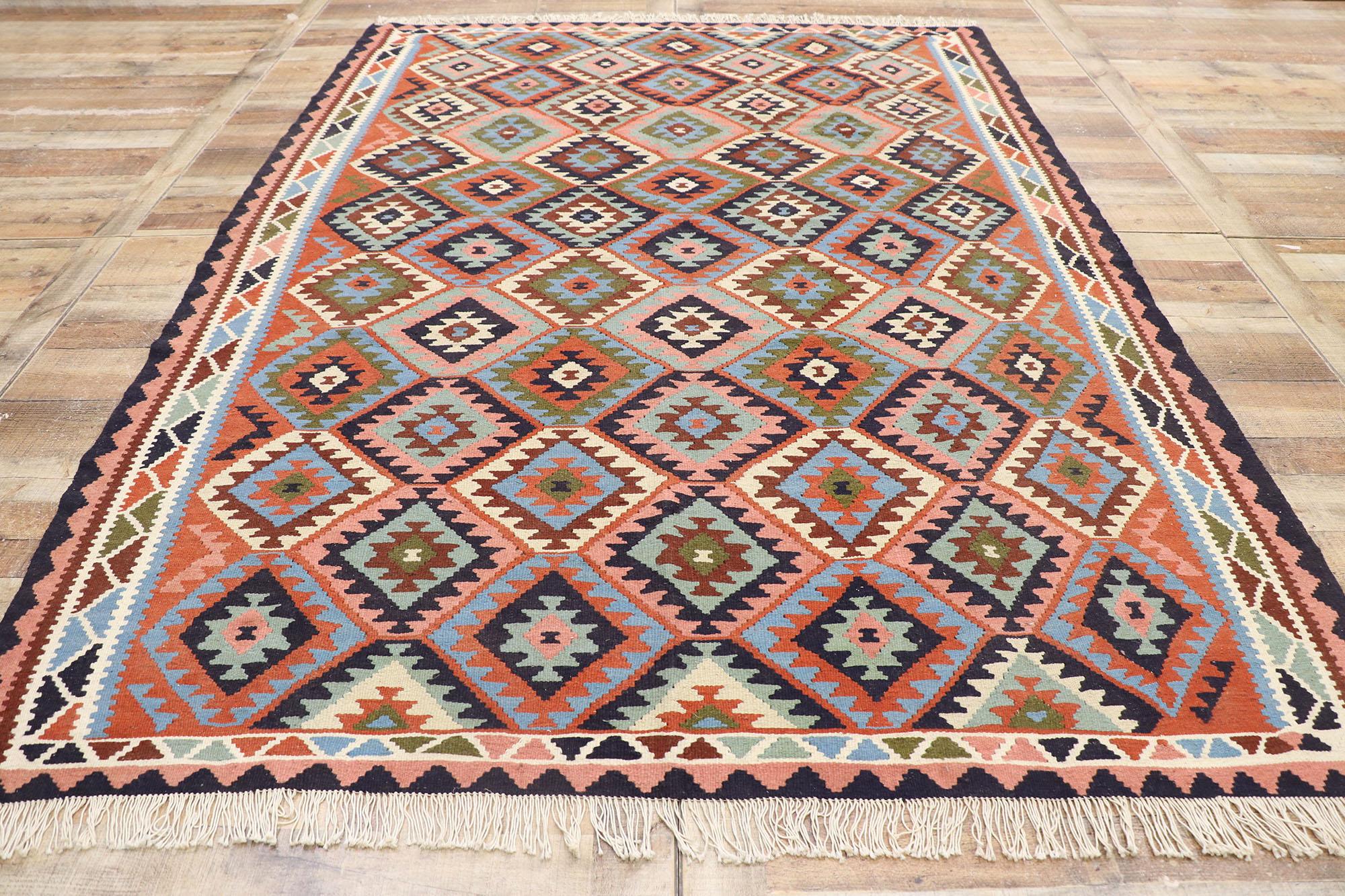 Wool Vintage Persian Shiraz Kilim Rug with Southwestern Tribal Style For Sale