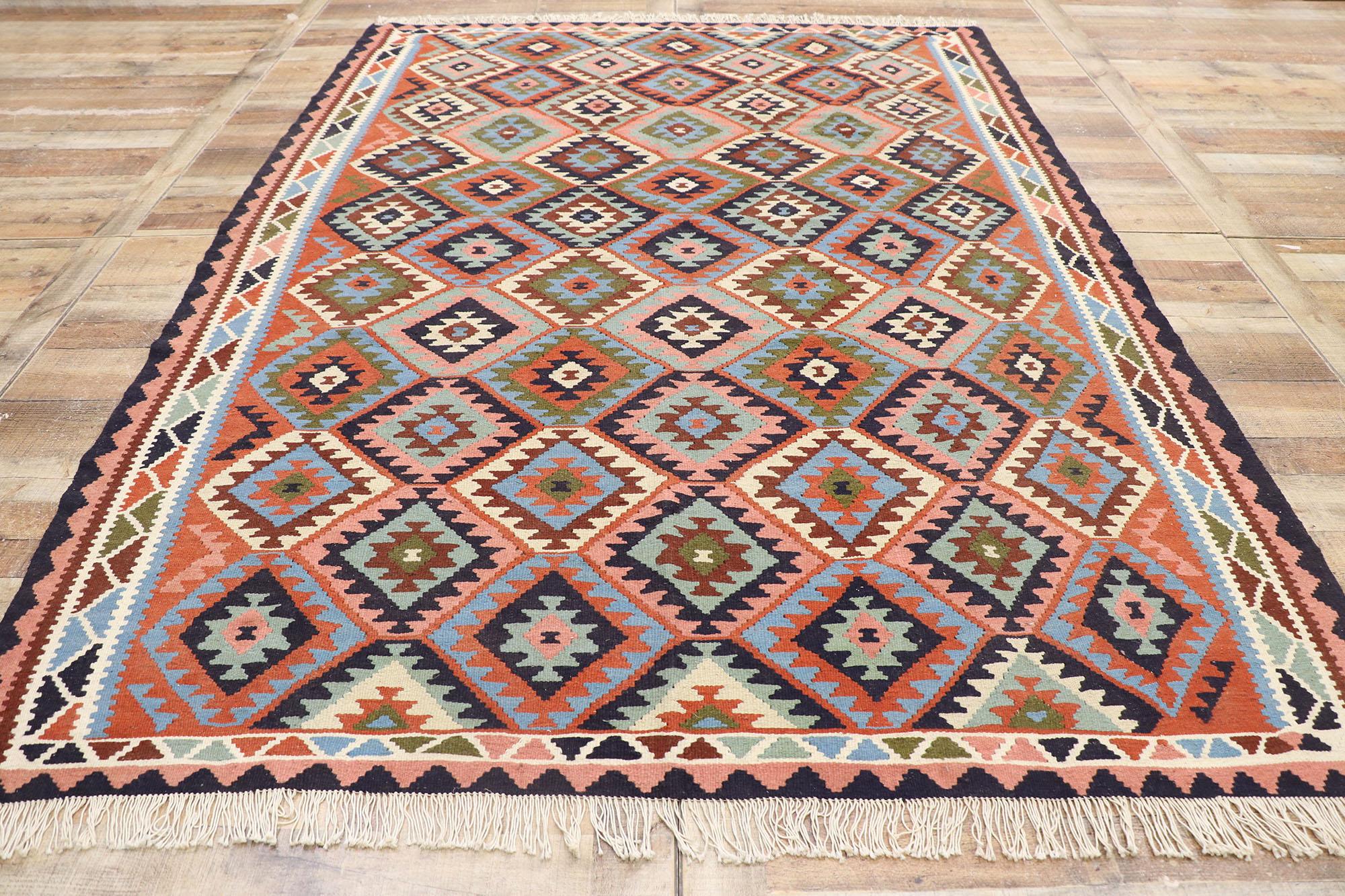 Alfombra persa vintage Shiraz Kilim de estilo tribal del suroeste Lana en venta