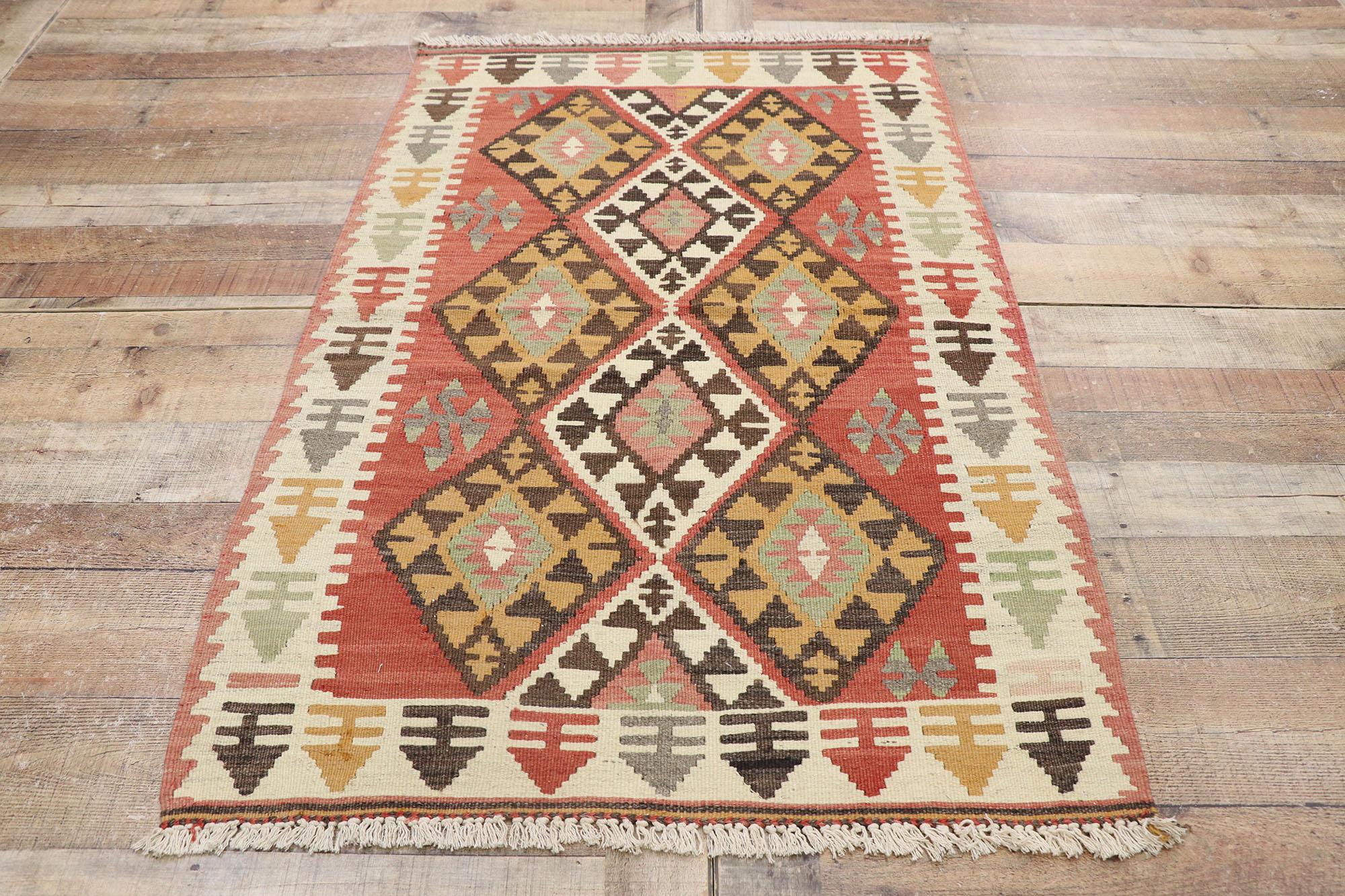 Vintage Persian Shiraz Kilim Rug, Pacific Northwest Meets Luxury Lodge For Sale 1