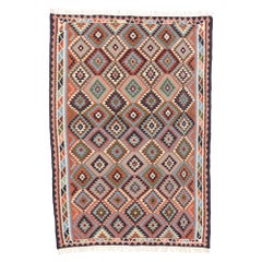 Vintage Persian Shiraz Kilim Rug & Kilim con stile tribale sud-occidentale