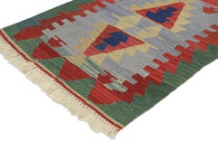 Vintage Persian Shiraz Kilim Rug with Tribal Style