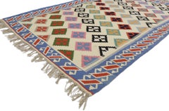 Vintage Persian Shiraz Kilim Rug with Tribal Style