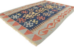 Vintage Persian Shiraz Kilim Rug with Tribal Style