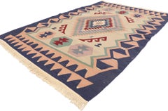 Vintage Persian Shiraz Kilim Rug, Luxury Lodge Meets Soft Southwest Style