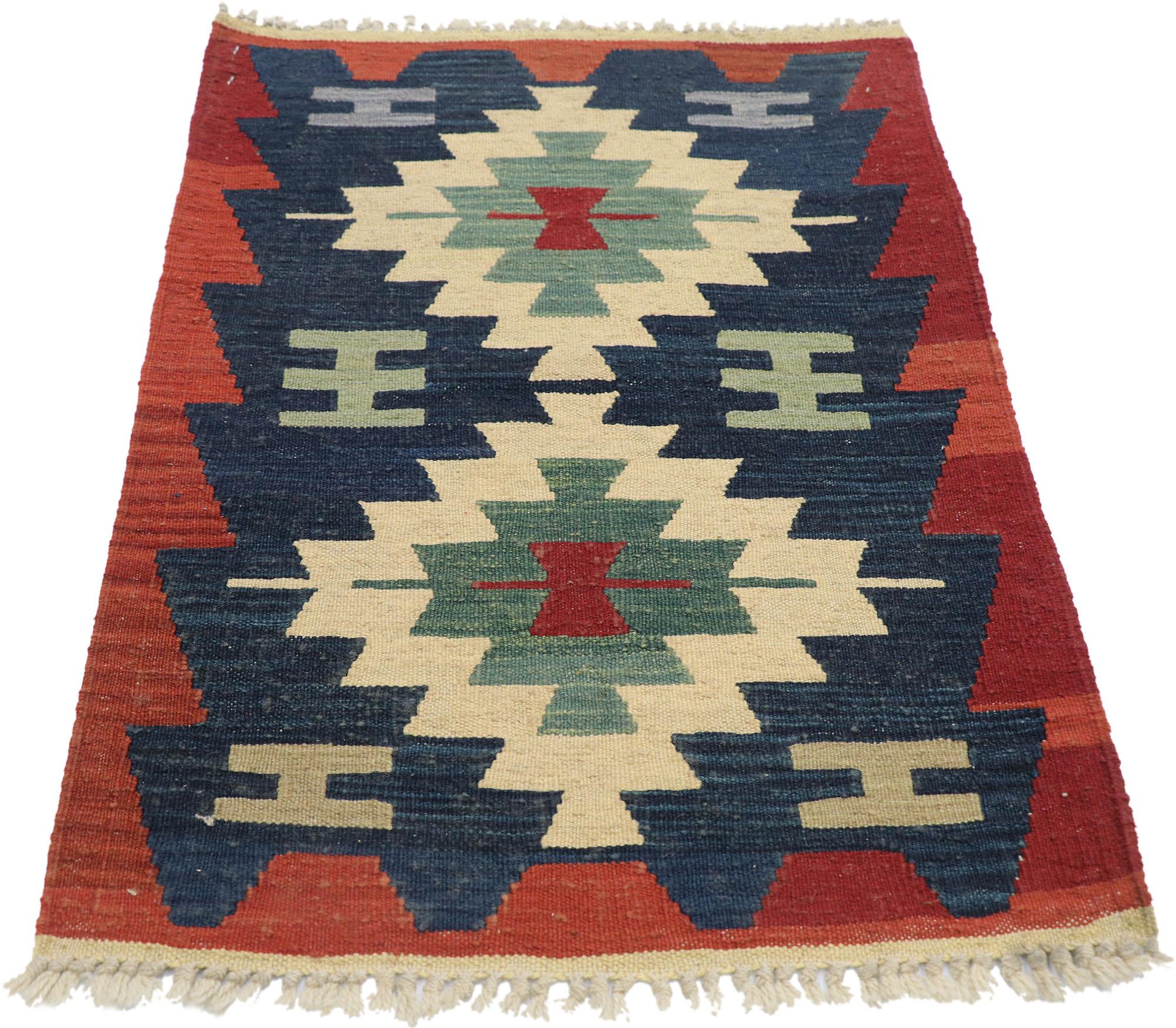 Hand-Woven Vintage Persian Shiraz Kilim Rug with Tribal Style