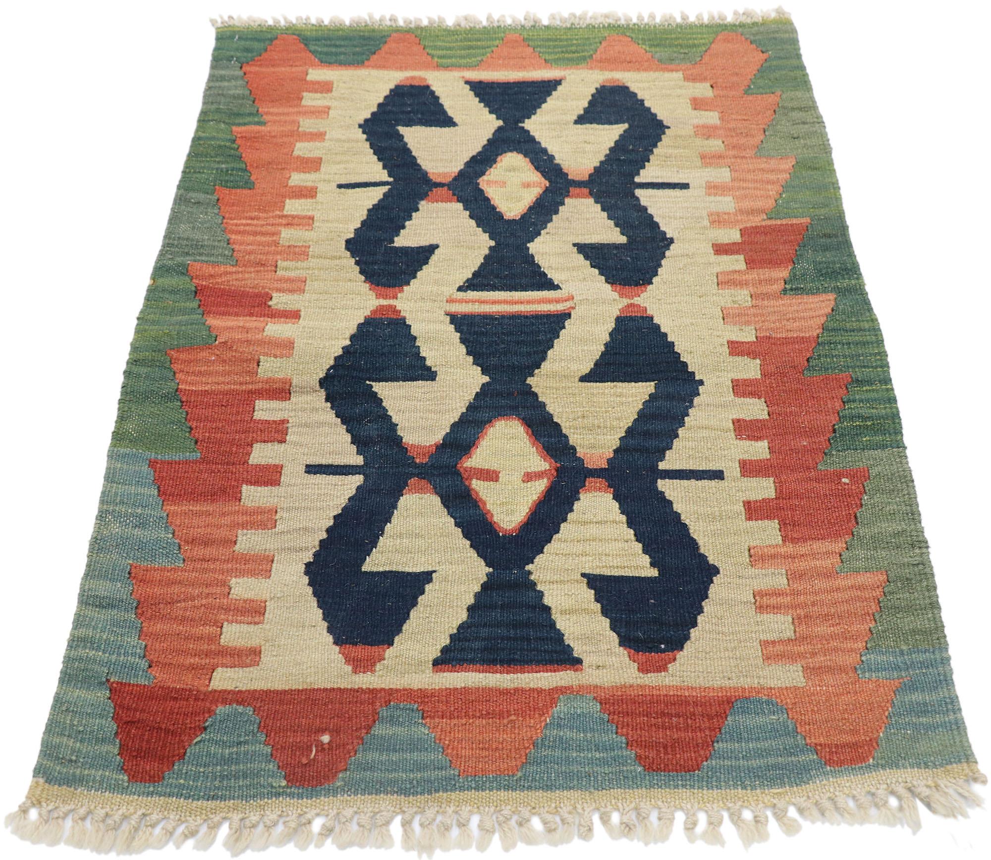 Hand-Woven Vintage Persian Shiraz Kilim Rug, Modern Desert Meets Boho Chic For Sale