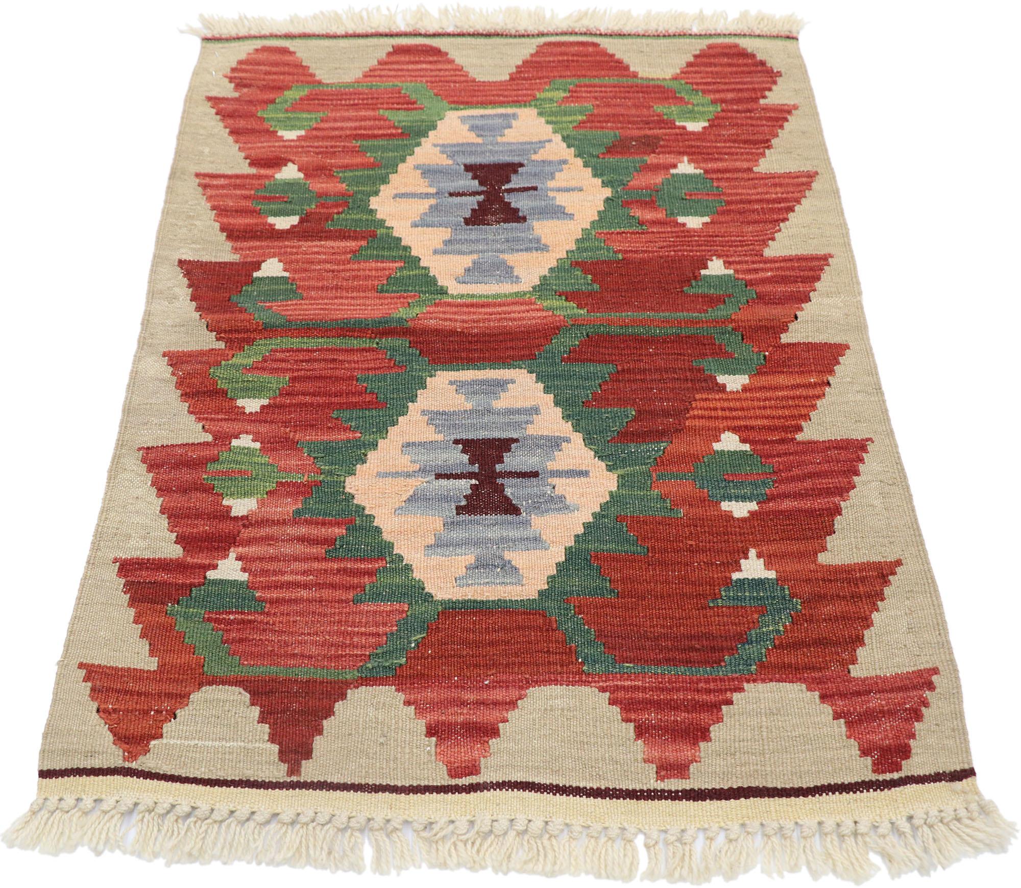 Hand-Woven Vintage Persian Shiraz Kilim Rug, Luxury Lodge Meets Nomadic Charm For Sale