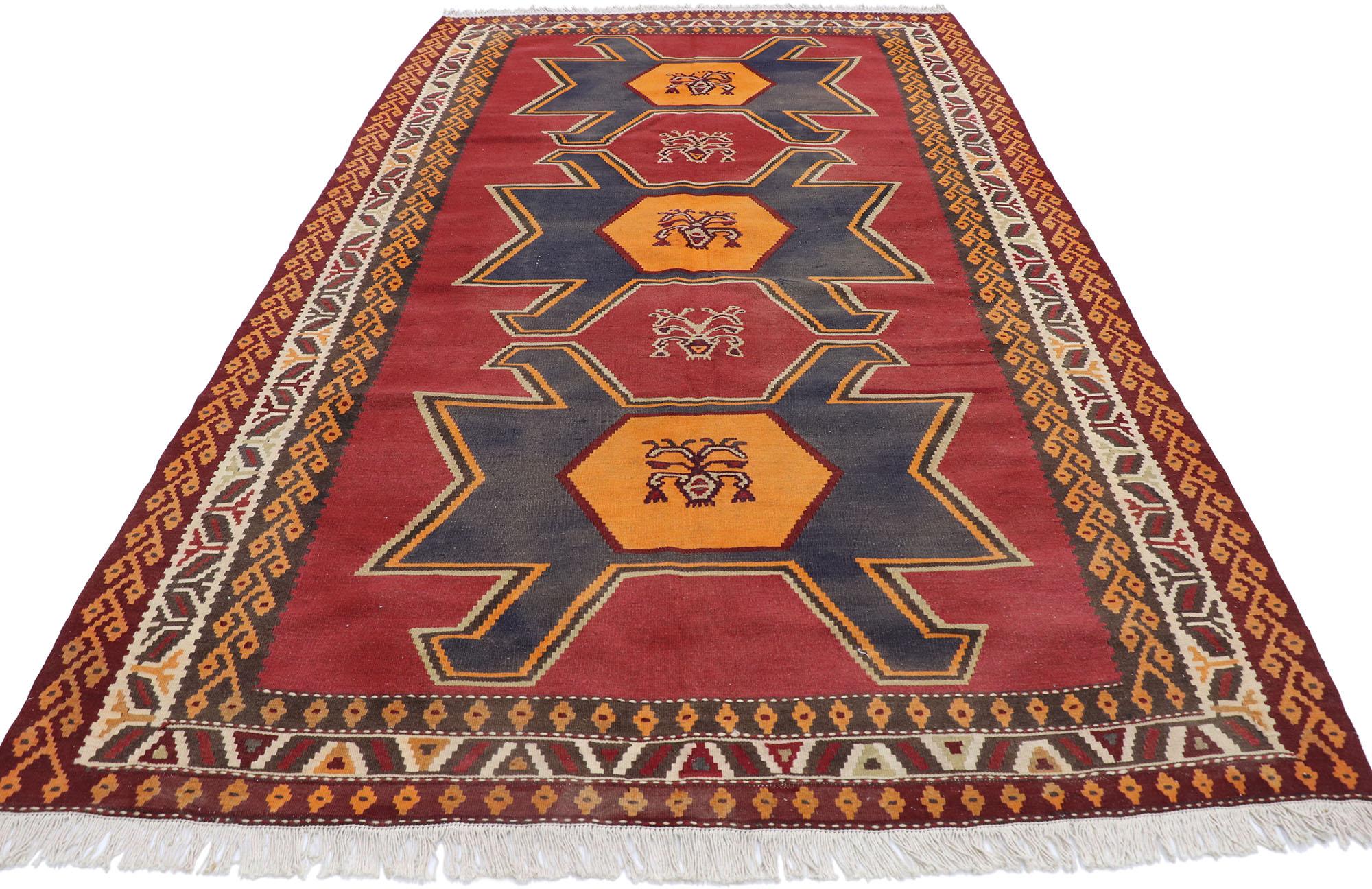 Persischer Shiraz-Kelim-Teppich im Stammesstil aus Persien (Handgewebt) im Angebot