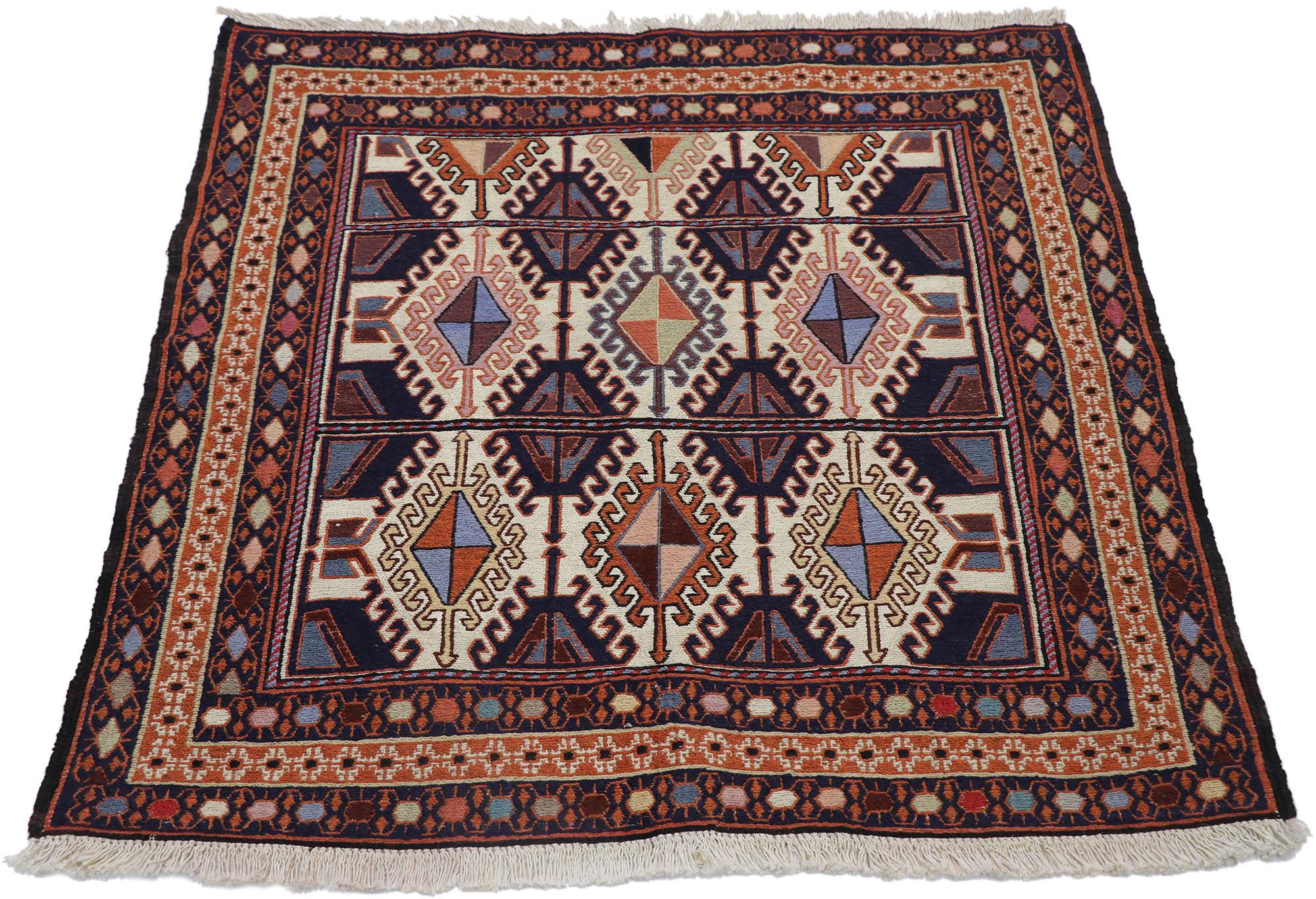 Hand-Woven Vintage Persian Shiraz Kilim Rug with Tribal Style For Sale