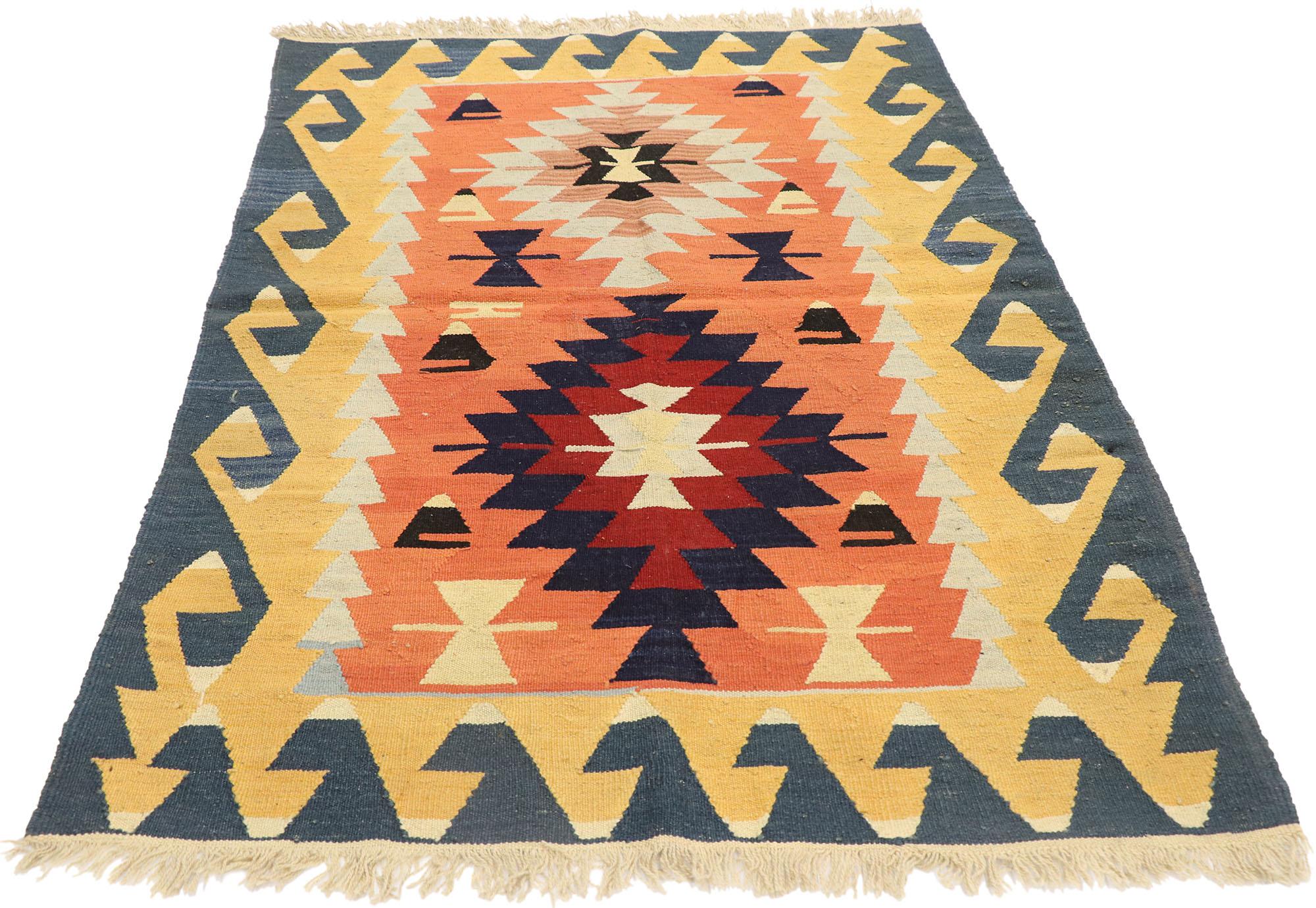 Tribal Vintage Persian Shiraz Kilim Rug, Modern Desert Meets Boho Chic For Sale