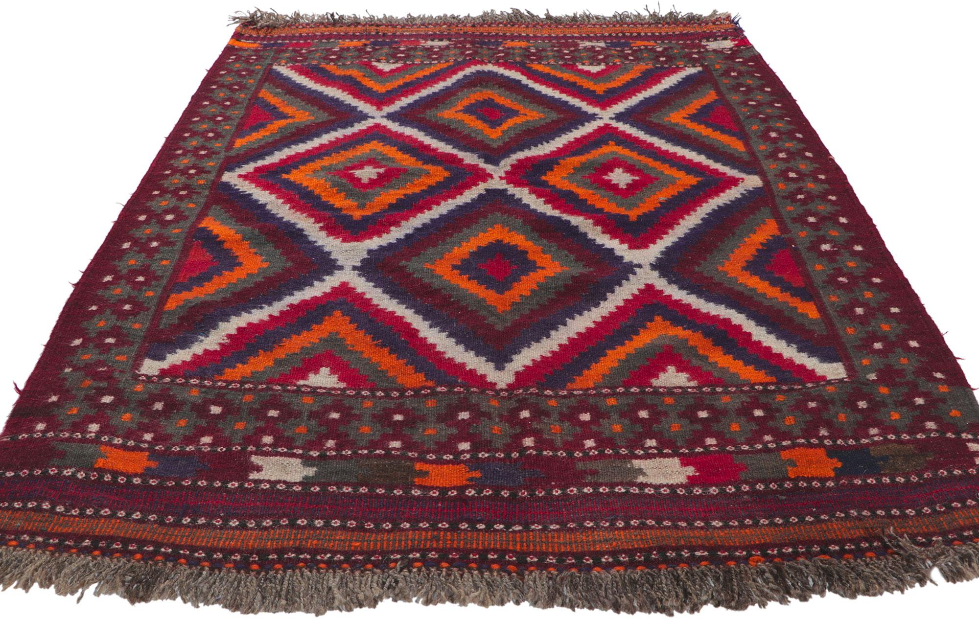Modern Vintage Persian Shiraz Kilim Rug, Tribal Allure Meets Contemporary Santa Fe For Sale