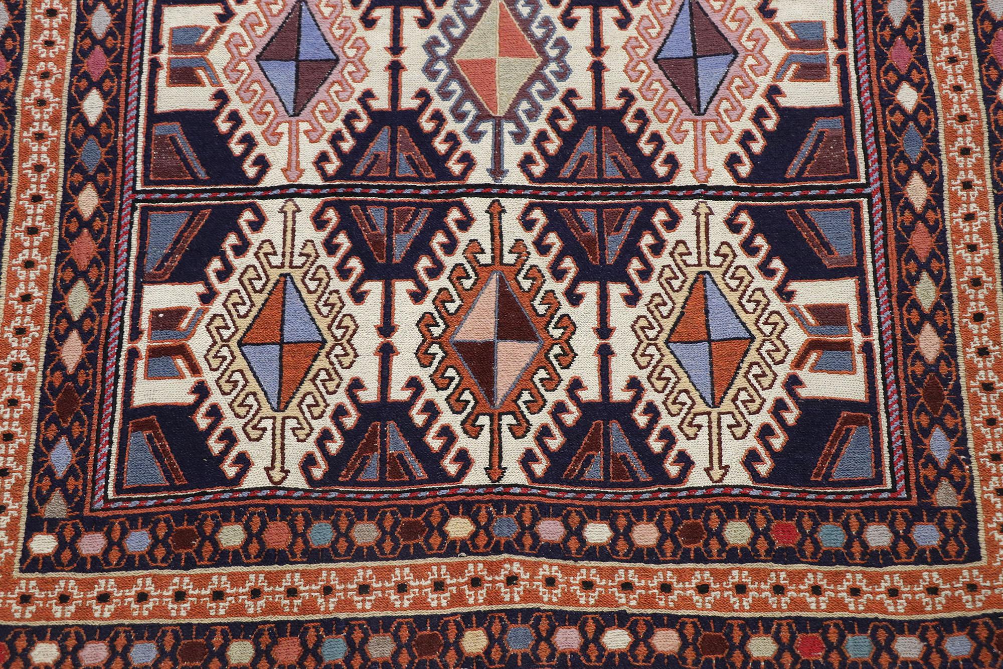 Tissé à la main Tapis Kilim persan Shiraz vintage de style tribal en vente
