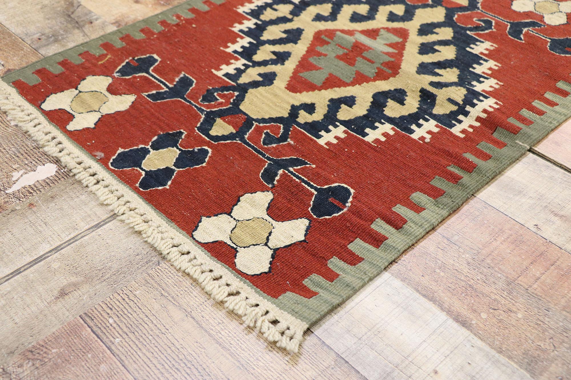 Wool Vintage Persian Shiraz Kilim Rug, Modern Southwest Style Meets Luxury Lodge For Sale