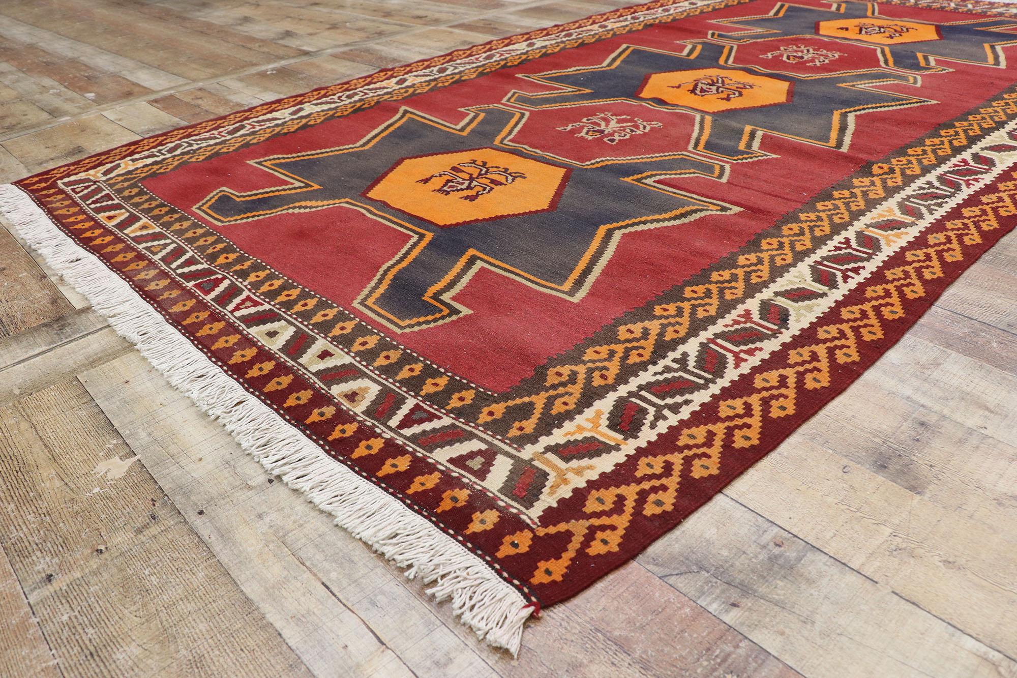 Wool Vintage Persian Shiraz Kilim Rug with Tribal Style For Sale